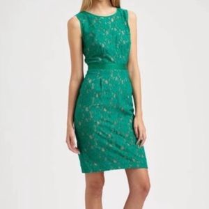 BCBG Max Azria - Emerald “Alice” Green Lace Overlay Fitted Dress Sz 4